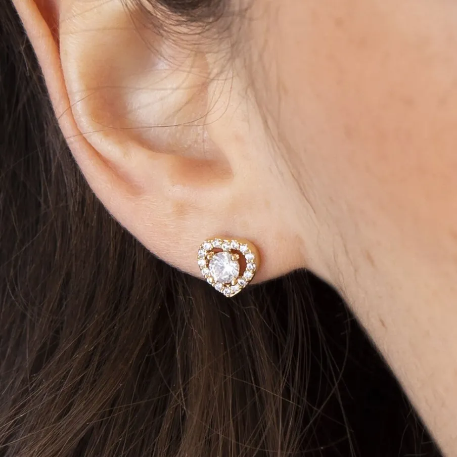 Histoire d'Or Boucles D'oreilles Puces Alais De Zirconium