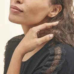 Histoire d'Or Boucles D'oreilles Puces Anne-maudae Triple Coeurs Or Bicolore