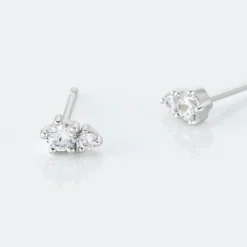 Boucles D'oreilles Puces Almira Argent Blanc Oxyde De Zirconium-Histoire d'Or Sale