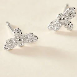 Histoire d'Or Boucles D'oreilles Puces Argent Blanc Bee Good Oxyde De Zirconium