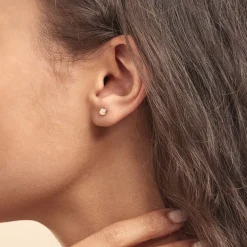 Histoire d'Or Boucles D'oreilles Puces Anne-maudae Double Coeurs Or Bicolore