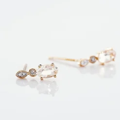 Histoire d'Or Boucles D'oreilles Puces Antonia Or Rose Morganite Et Diamant