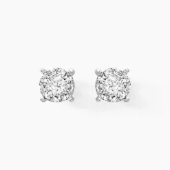 Boucles D'oreilles Puces Artemis Or Blanc Diamant-Histoire d'Or