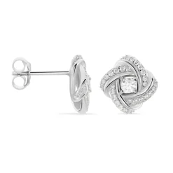 Boucles D'oreilles Puces Anasthase Argent Blanc Oxyde De Zirconium-Histoire d'Or Clearance
