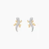 Boucles D'oreilles Puces Azzedine Salamandre Or Bicolore-Histoire d'Or Clearance