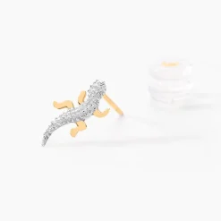 Boucles D'oreilles Puces Azzedine Salamandre Or Bicolore-Histoire d'Or Clearance