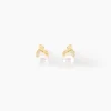 Boucles D'oreilles Puces Astragalus Or Jaune Perles De Culture-Histoire d'Or Discount