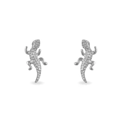 Histoire d'Or Boucles D'oreilles Puces Azzedine Salamandre Or Blanc