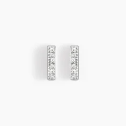 Histoire d'Or Boucles D'oreilles Puces Aprhodisia Or Blanc Diamant Blanc
