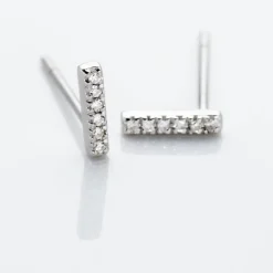 Histoire d'Or Boucles D'oreilles Puces Aprhodisia Or Blanc Diamant Blanc