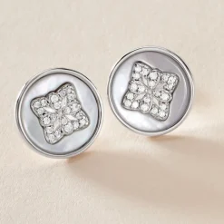 Histoire d'Or Boucles D'oreilles Puces Alexine Argent Blanc Oxyde De Zirconium