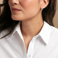 Boucles D'oreilles Puces Bluebirds Argent Blanc Turquoise Oxyde-Histoire d'Or Sale