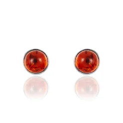 Boucles D'oreilles Puces Brunhild Argent Blanc Ambre-Histoire d'Or Discount