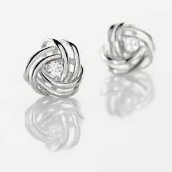 Boucles D'oreilles Puces Bouton D'or Argent Blanc Oxyde De Zirconium-Histoire d'Or Discount