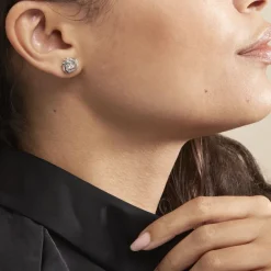 Boucles D'oreilles Puces Bouton D'or Argent Blanc Oxyde De Zirconium-Histoire d'Or Discount