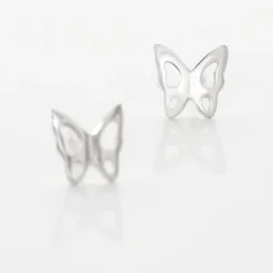 Histoire d'Or Boucles D'oreilles Puces Bartholomee Papillon Or Blanc