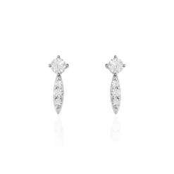 Boucles D'oreilles Puces Bormana Argent Blanc Oxyde De Zirconium-Histoire d'Or Hot