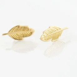 Boucles D'oreilles Puces Bartolomea Feuilles Or Jaune-Histoire d'Or Sale