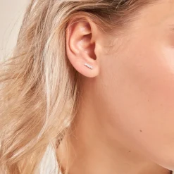 Histoire d'Or Boucles D'oreilles Puces Blitalia Or Blanc Diamant Synthétique