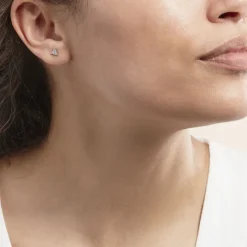 Histoire d'Or Boucles D'oreilles Puces Bartoumieu Argent Blanc Oxyde De Zirconium