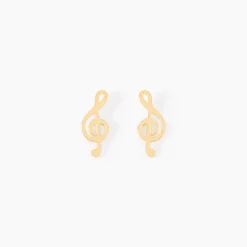 Boucles D'oreilles Puces Bayram Musique Or Jaune-Histoire d'Or Outlet
