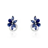 Histoire d'Or Boucles D'oreilles Puces Bouquet Or Blanc Saphir Et Diamant