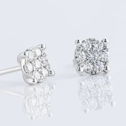 Boucles D'oreilles Puces Charlene Or Blanc Diamant Synthetique-Histoire d'Or Best