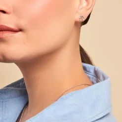 Histoire d'Or Boucles D'oreilles Puces Clarance Argent Blanc Oxyde De Zirconium