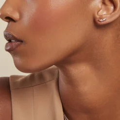 Boucles D'oreilles Puces Camelia Argent Rose Oxyde-Histoire d'Or New