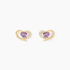 Histoire d'Or Boucles D'Oreilles Puces Creighton Or Jaune Améthyste Oxyde De Zirconium