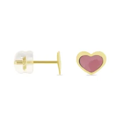 Boucles D'oreilles Puces Coeurs Or Jaune-Histoire d'Or Sale
