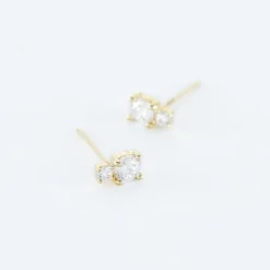 Boucles D'oreilles Puces Constancia Or Jaune Oxyde De Zirconium-Histoire d'Or Clearance