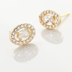 Boucles D'oreilles Puces Classical Plaqué Or Jaune Oxyde De Zirconium-Histoire d'Or Hot