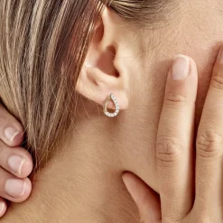 Histoire d'Or Boucles D'oreilles Puces Chrystalise Or Jaune Diamant