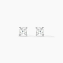 Boucles D'oreilles Puces Carre Argent Blanc Oxyde De Zirconium-Histoire d'Or Best