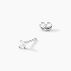 Boucles D'oreilles Puces Carre Argent Blanc Oxyde De Zirconium-Histoire d'Or Best