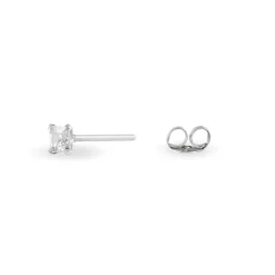 Boucles D'oreilles Puces Carre Argent Blanc Oxyde De Zirconium-Histoire d'Or Best