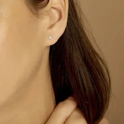 Boucles D'oreilles Puces Carre Argent Blanc Oxyde De Zirconium-Histoire d'Or Best