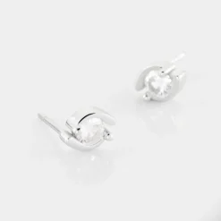 Boucles D'oreilles Puces Couteau Argent Blanc Oxyde De Zirconium-Histoire d'Or
