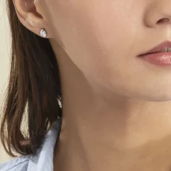 Boucles D'oreilles Puces Couteau Argent Blanc Oxyde De Zirconium-Histoire d'Or