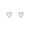 Boucles D'oreilles Puces Daria Coeur Plein Or Blanc Oxyde De Zirconium-Histoire d'Or Clearance