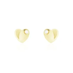 Histoire d'Or Boucles D'oreilles Puces Daria Coeur Plein Or Jaune Oxyde De Zirconium