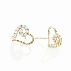 Boucles D'oreilles Puces Daria C艙ur De Zirconium-Histoire d'Or Outlet
