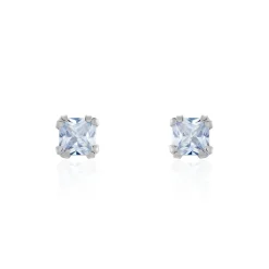 Boucles D'oreilles Puces Doreen Carre Or Blanc Oxyde De Zirconium-Histoire d'Or Outlet