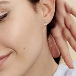 Histoire d'Or Boucles D'oreilles Puces Doreen Carre Or Blanc Oxyde De Zirconium