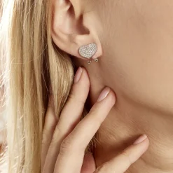 Boucles D'oreilles Puces Darwin Argent Blanc Oxyde-Histoire d'Or Discount