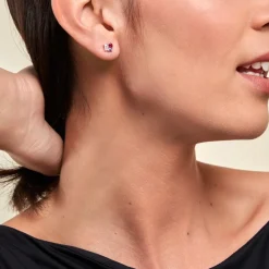 Boucles D'oreilles Puces Doja Argent Blanc Verre Spinelle Oxyde-Histoire d'Or Outlet