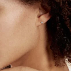 Histoire d'Or Boucles D'oreilles Puces Daria Serti Clos Or Blanc Oxyde De Zirconium