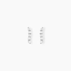 Boucles D'oreilles Puces Dahina Or Blanc Oxyde De Zirconium-Histoire d'Or New