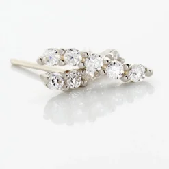 Boucles D'oreilles Puces Dahina Or Blanc Oxyde De Zirconium-Histoire d'Or New